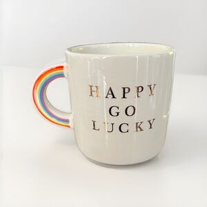Happy Go Lucky Rainbow Handle Coffee Mug 3.5" Tall 3" Wide